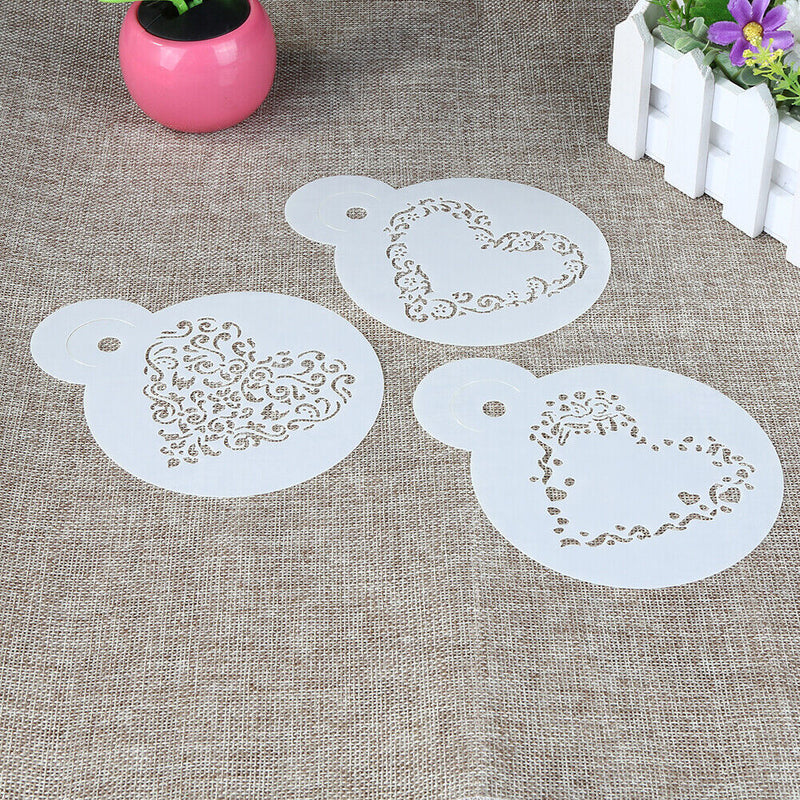 3pcs Love Heart Shape Cake Stencil Set Cake Cookie Stencil Cake Decoration