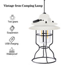 Retro LED Camping Lamp Outdoor Hanging Lantern Waterproof 2 Mode Nightlight