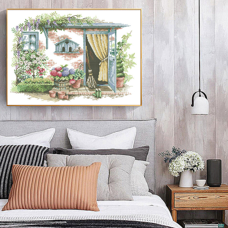 Partial Embroidery Scene 2-Strand 14CT Printed Fabric Cross Stitch Needlework