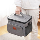 Oxford Cloth Lunch Bag Zipper Waterproof Thermal Tote Handbag (Grey S) Newly
