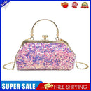#A Women Sequin Clutch Purse Bride Evening Bag Metal Handle Party Prom Handbags