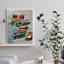 Colorful Boats Oil Painting By Numbers DIY Frameless Art Picture On Canvas