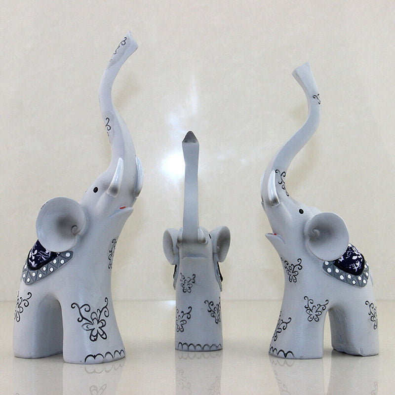 Set mit 3 Elefanten Familien Figuren Tisch Tierstatuen   Dekor