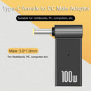 PD 100W Laptop Power Charger Supply Adapter USB Type-C Female to DC Male Plug