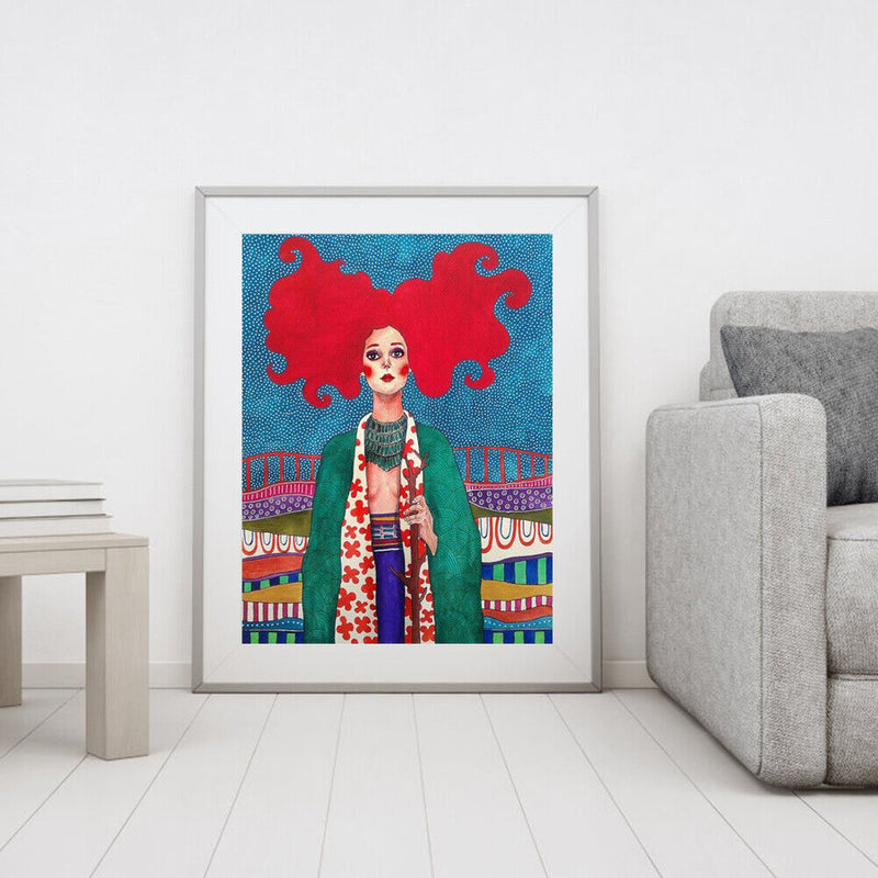 DIY Coded Painting Kit Oil Paint by Numbers Redhead Girl Acrylic Drawing Decor