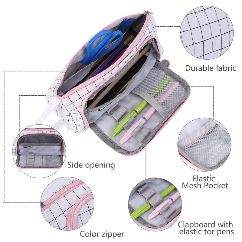 Large Capacity Pouch Holder-Pencil Case Linen Cosmetic Bag with Zipper Newly