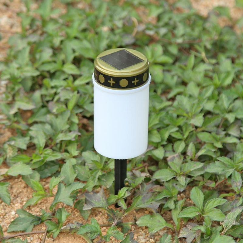 Flameless Solar Power LED Decorative Tea Light Cemetery Ritual Lawn Candle Lamp