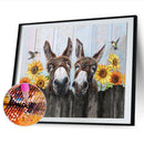 5D Diamond Painting Kit Fence Donkeys Full Round Drill DIY Crafts Mosaic Picture