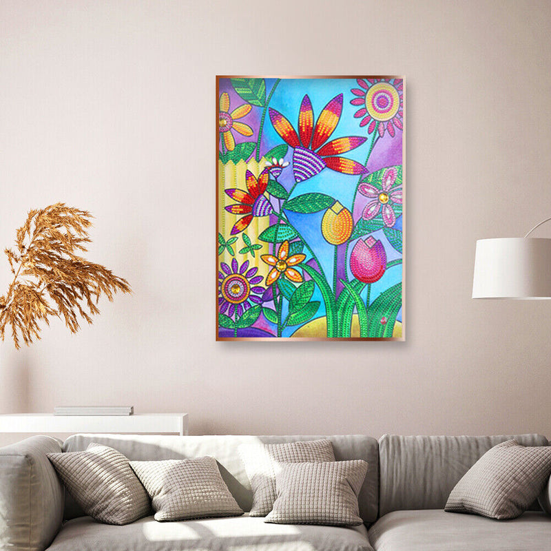 5D Rhinestone DIY Special Shaped Kit Colorful Flowers Diamond Painting