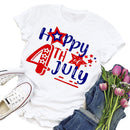Independence Day Print Letter Tea T-Shirt (White L)
