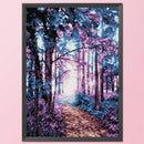 11CT Printed Full Cross Stitch Handcraft Purple Forest Artwork Wall Decor