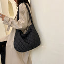 Women Retro Checkered Shoulder Bag Female Quilted Crossbody Bags (Black)