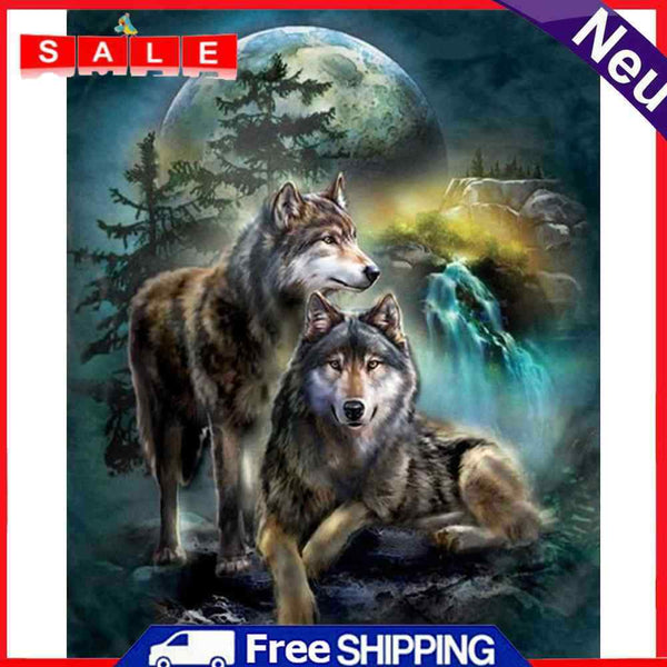 Frameless Oil Paint By Numbers DIY Wolf Picture Craft Kit for Home Living Room