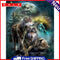 Frameless Oil Paint By Numbers DIY Wolf Picture Craft Kit for Home Living Room