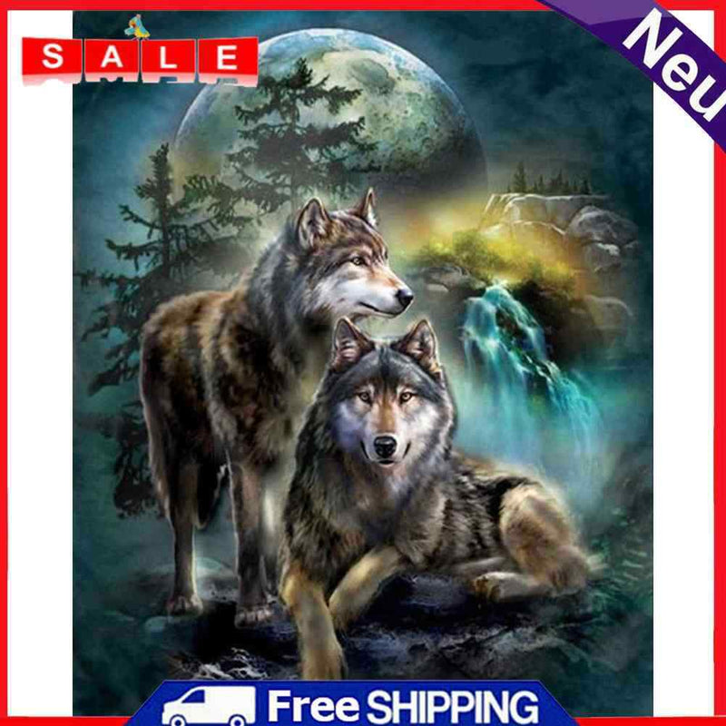 Frameless Oil Paint By Numbers DIY Wolf Picture Craft Kit for Home Living Room