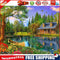 Painting By Numbers Kit DIY Lakeside Cottage Canvas Oil Art Picture Craft