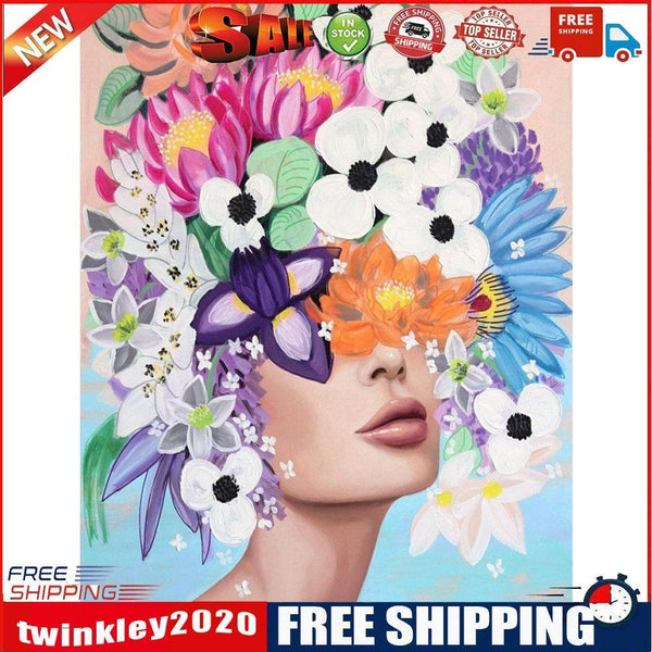 Flower Girl Oil Paint By Numbers Kits Canvas Picture Wall Art DIY Craft