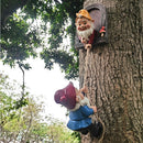 Outdoor Gnome Garden Statue Cute Climbing Gnomes Tree Decor Dwarf Sculpture