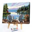 Paint By Numbers Kit DIY Early Morning By Sea Colouring Oil Picture Craft