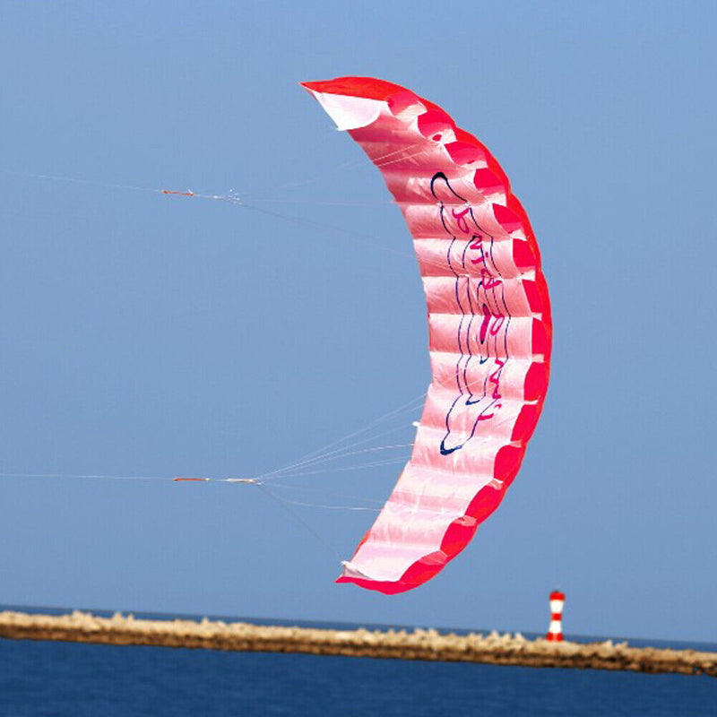 Dual Line Stunt Parafoil Parachute Rainbow Sports Beach Kite (Red)