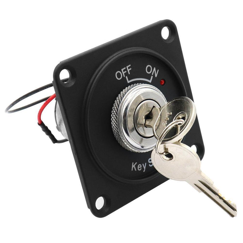 ON/OFF Ignition Switch DC 12V 10A Key Switch with Panel+2 Keys for Boat Marine