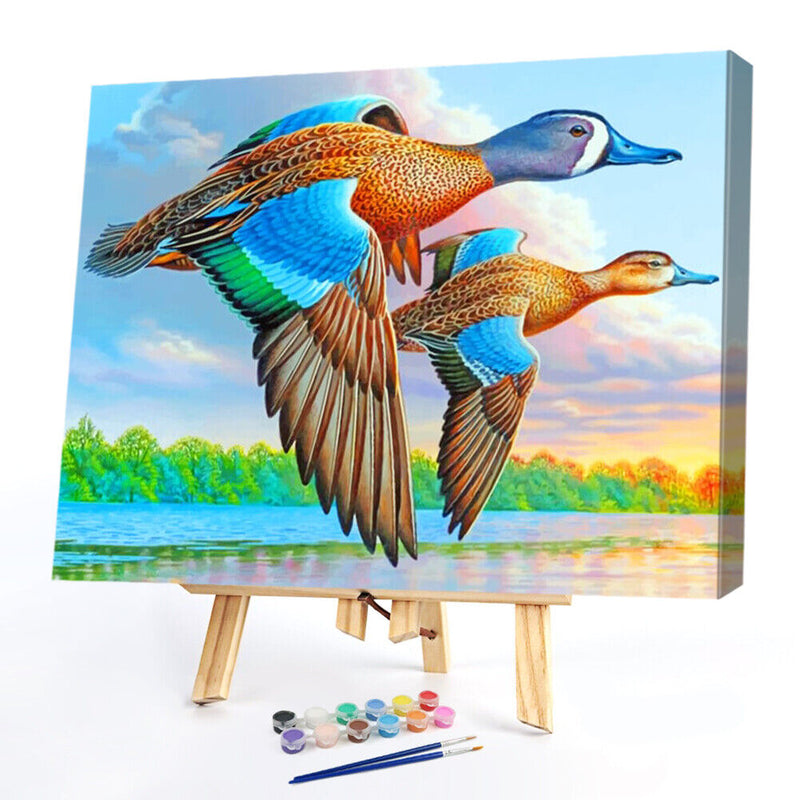 Oil Paint By Numbers Blue Wings Geese Frameless Picture Craft Living Room Decor