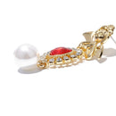 Red Hearts Imitation Pearls Fairy Flying Angel Drop Earrings Dangle Pendant