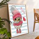 5D Full Round Diamond Painting Cartoon Owl Rhinestone Mosaic Home Wall Art Cr