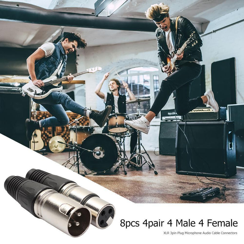 8pcs XLR Connector 3Pin Audio Microphone MIC XLR Male Plug Female Jack Adap