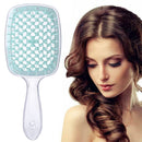 Wide Teeth Air Cushion Comb Scalp Massage Hair Brush (Transparent Blue) Newly