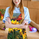 Sunflower Parrot Print Kitchen Linen Apron Sleeveless Waterproof Household Bi