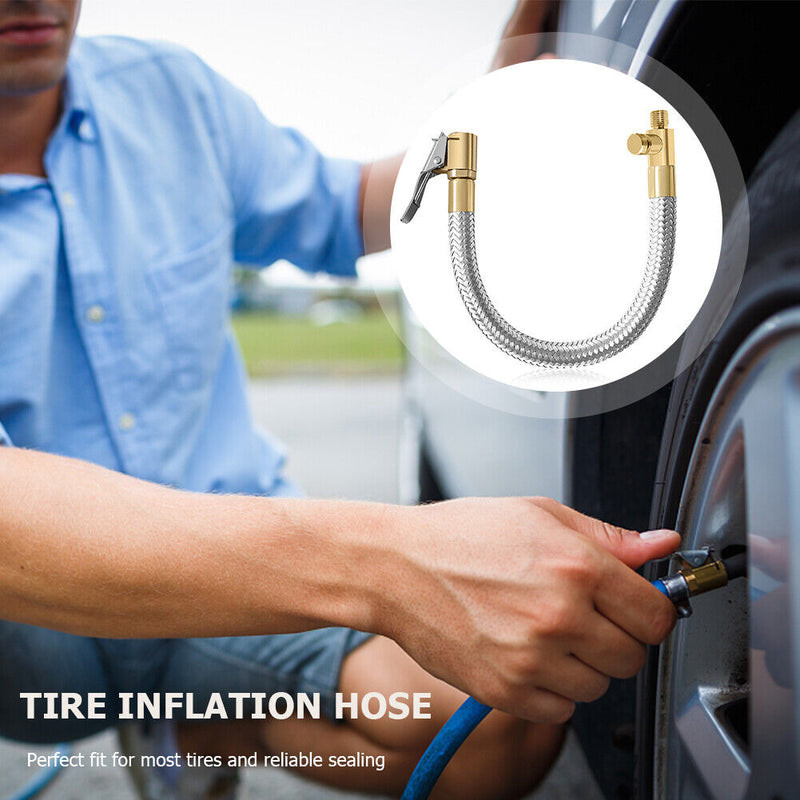 Car Motorcycle Bike Tire Inflator Hose Stainless Steel 300PSI Pressure for Truck