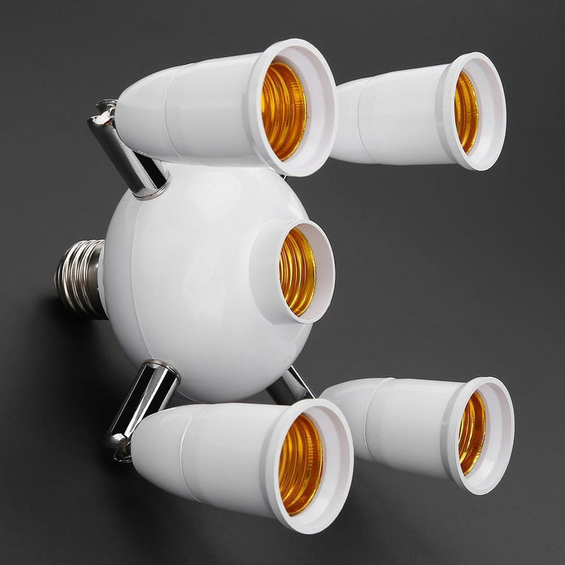 Adjustable E27 Splitter 5 Heads Lamp Base LED Bulb Adapter Holder Socket Newly