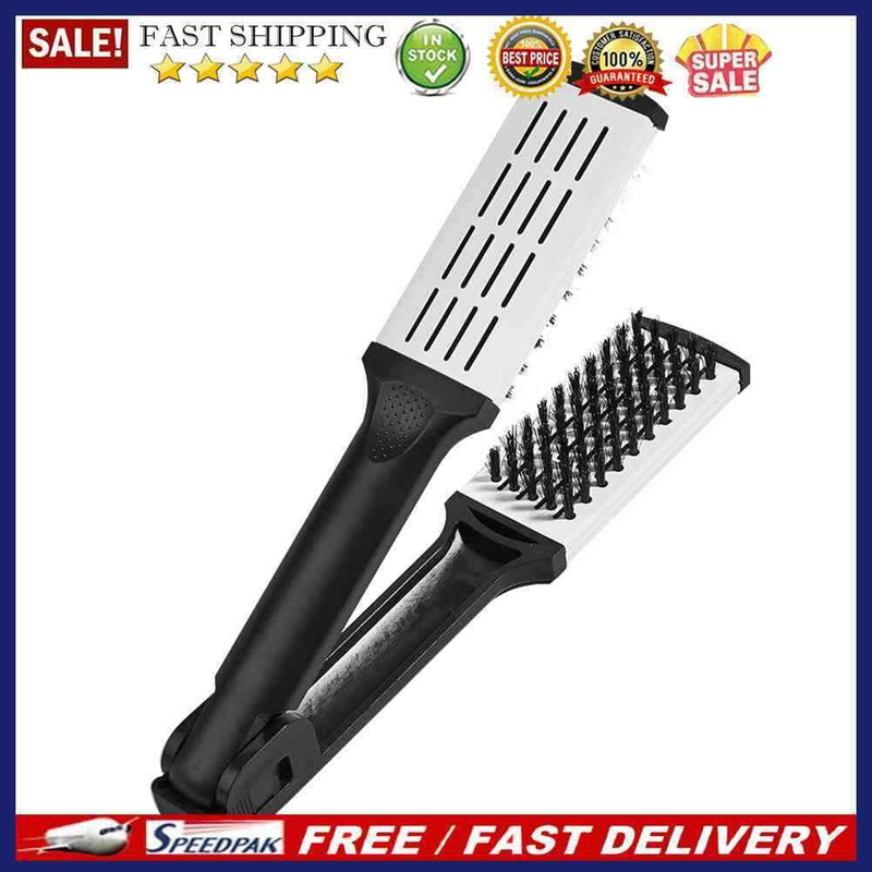V-Shaped Splint Comb Bristle Hair Straightening Comb Portable Home Hair Sal