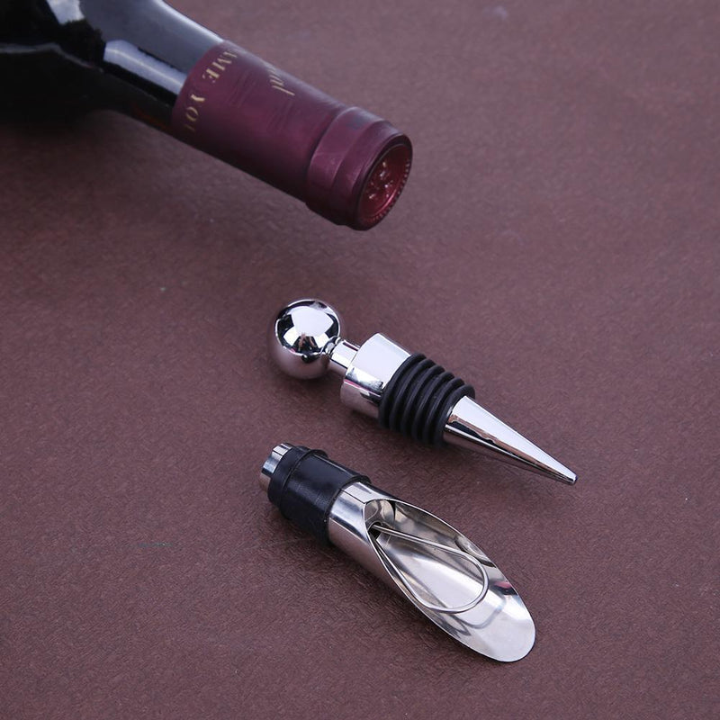 4pcs/set Red Wine Opener Stainless Steel Pourer Wine Ring Bottle Plug