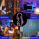 LED Night Light Neon Women Back Bedroom Decoration Bedside Table Lamp (D) Newly