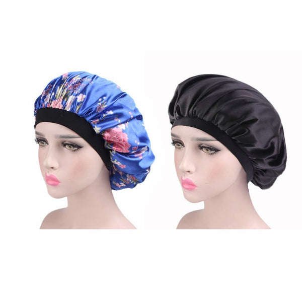 Women Wide Band Haircare Chemo Caps Hair Cover Satin Bonnet Sleep Cap Night Hat