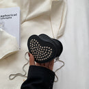Fashion Rhinestone Shoulder Crossbody Bag PU Small Handbag (Heart Black)