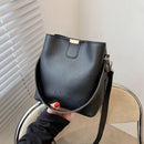 Fashion Mini PU Leather Handbag Tote Pure Color Shoulder Crossbody Bucket Bag