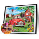 5D Diamond Painting Kit Red House and Car Full Round Drill Rhinestone DIY