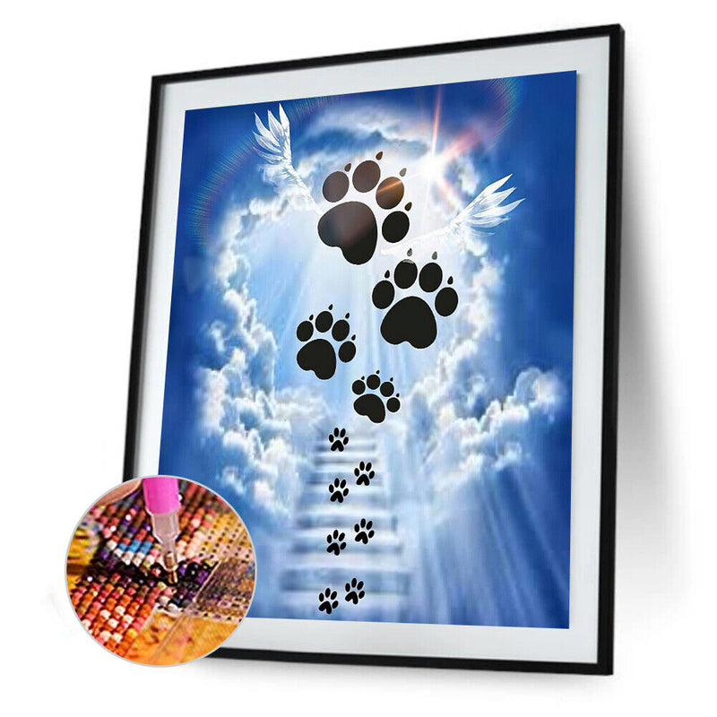 5D DIY Full Round Drill Diamond Painting Dog Footprints Cloud Handmade Art Craft