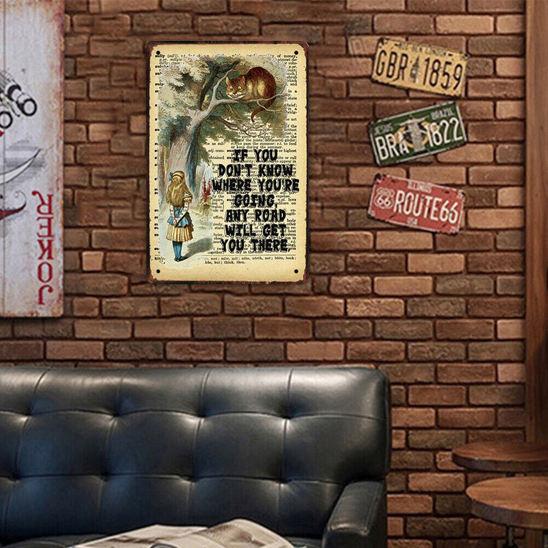 Home Bar Cafe Garage Decor Wall Poster Rectangular Plate Metal Tin Drawing Flat