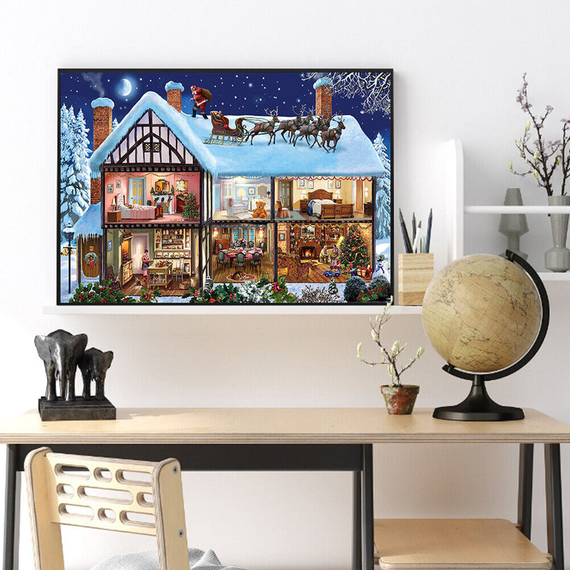 Full Cross Stitch Eco-cotton Thread 11CT Printed Snow House Still Life Craft Kit