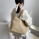 Women Straw Woven Pure Color Shopping Bag Beach Ladies Large Capacity Handbags