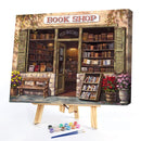 Oil Paint By Numbers Bookshop Frameless Picture Craft Kit for Home Living Room