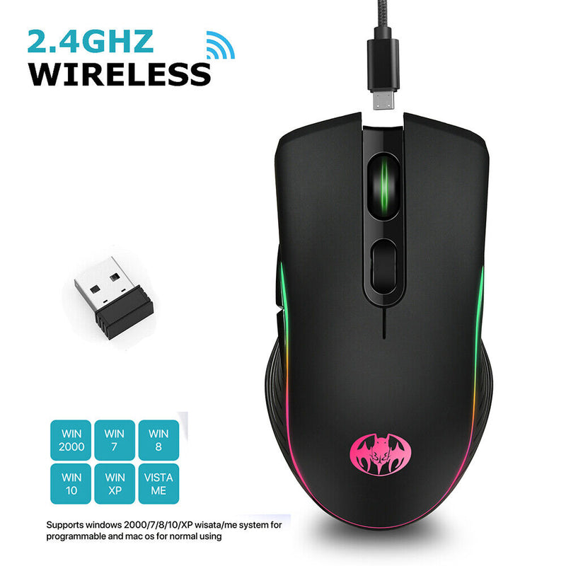 BLOODBAT M06 2.4GHz Wireless Mouse 7-Color Breathing Light Optical Mice for PC