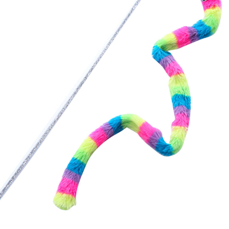 Funny Cat Stick w Crisp Bell Caterpillar Interactive Teaser Wand (Rainbow)