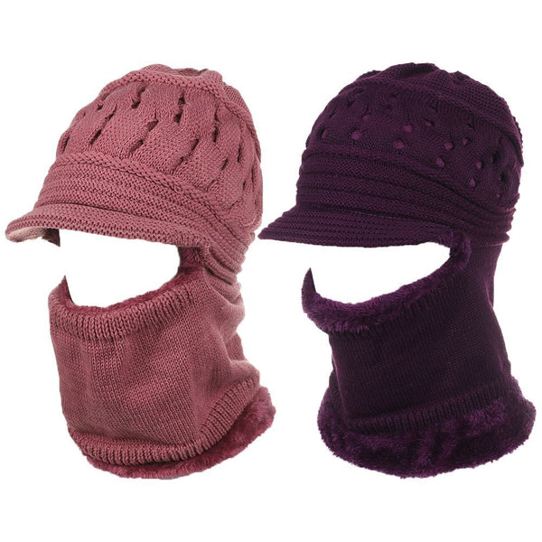 Warm Velvet Plus Thickening Balaclava Beanies Scarf Cap Woolen Hat Winter Hat