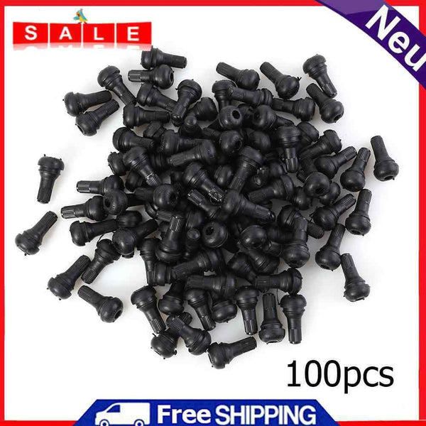 100x tubeless Car Motorcycle Valves TR412 Snap In Short Black Rubber