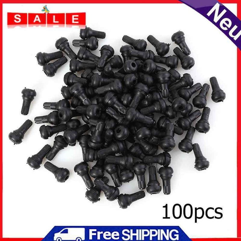100x tubeless Car Motorcycle Valves TR412 Snap In Short Black Rubber